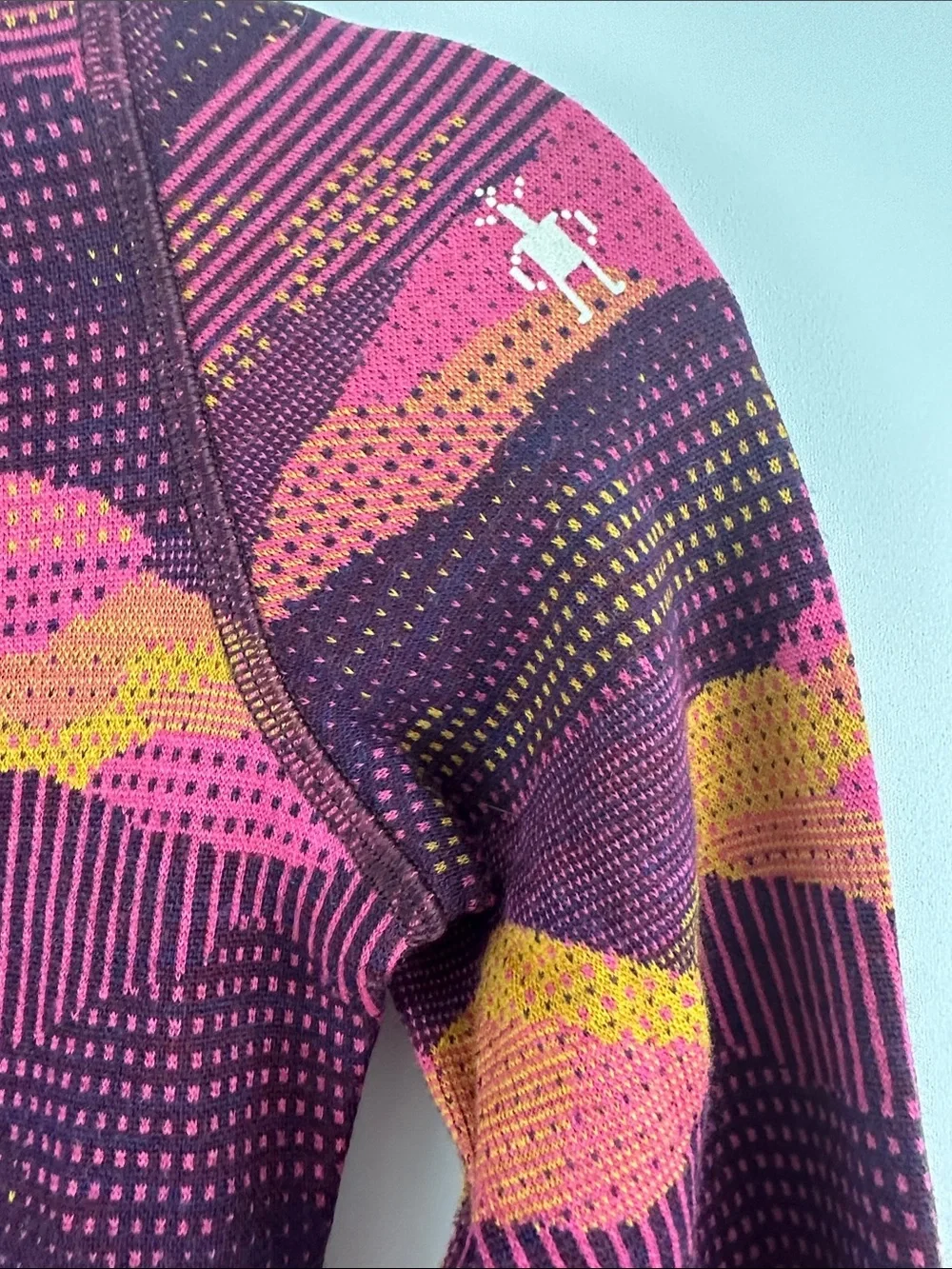 Smartwool Kids L Merino Wool Base Layer Top Colorful Mountain Print - Picture 4 of 8